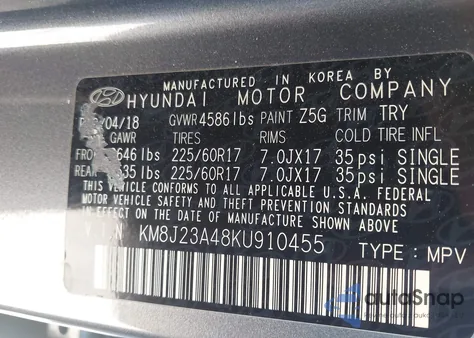 2019 Hyundai Tucson Se из США, поврежденный, VIN KM8J23A48KU910455